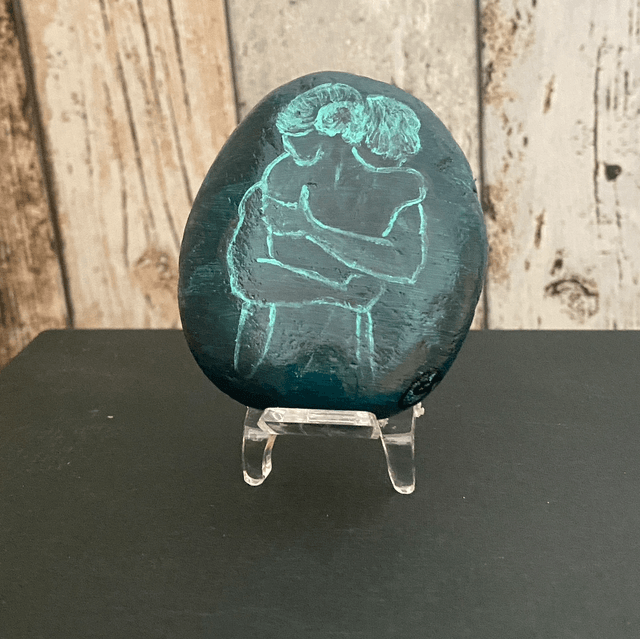 Couple enlacé turquoise